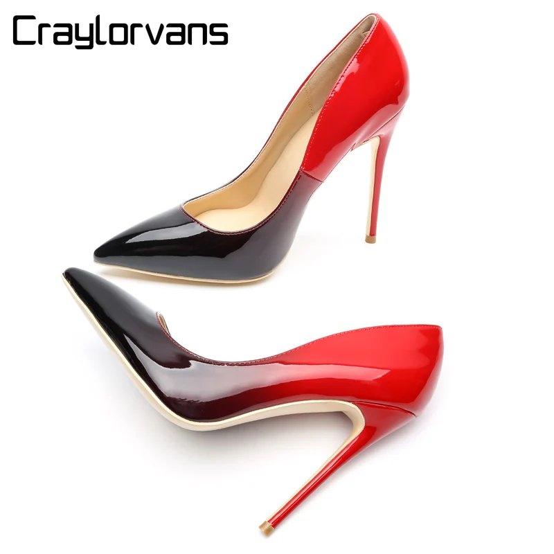 Craylorvans/классические красные и черные двухцветные туфли на высоком каблуке
