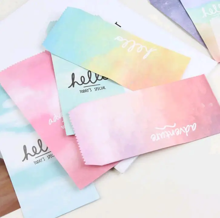 

5Pcs/Pack Kawaii Aqua Gradient Envelope Envelope Letter Paper Message Card Letter Stationary Storage Paper Student Gift