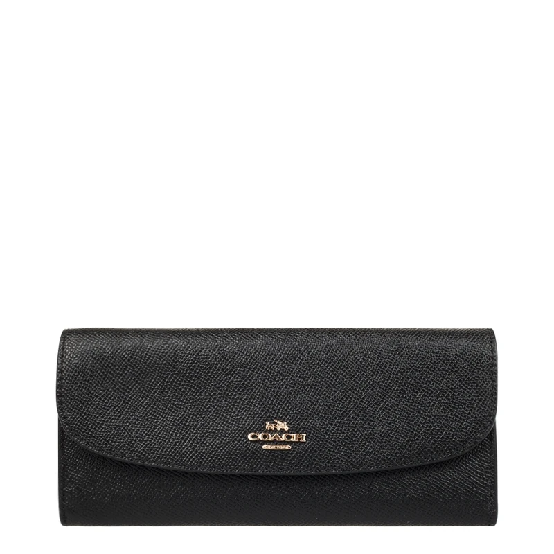 Тонкий кошелек-конверт COACH из кожи кроссзера F54009/F59949 - Цвет: blackF59949IMBLK