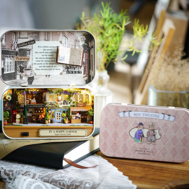 style5 3D кукольный домик деревянная коробка театр DIY модель миниатюры деревянный кукольный домик миниатюрная коробка милый мини кукольный дом сборные наборы подарочные игрушки - Цвет: style5