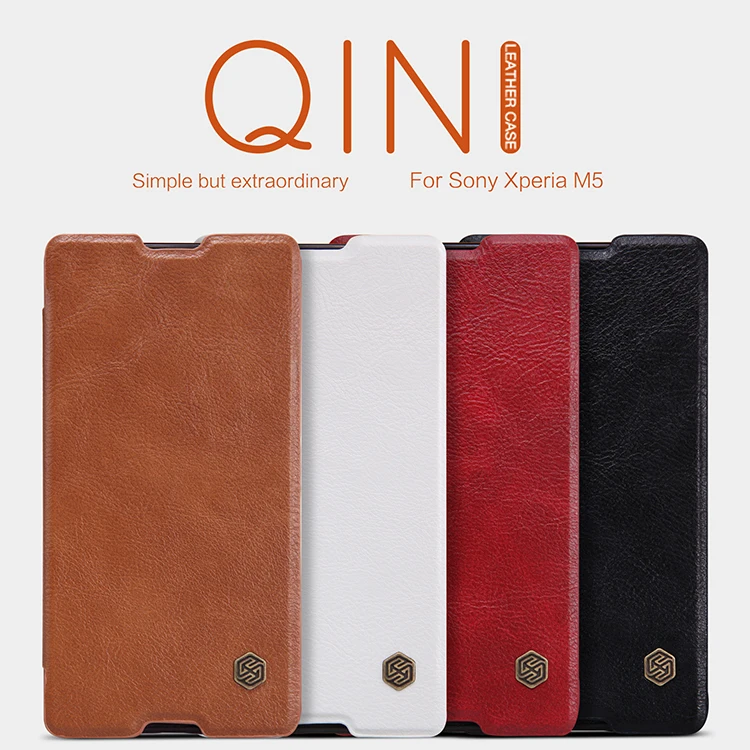 Оригинальный Nillkin Qin Series сотовый телефон кожаные чехлы для sony Xperia M5 люксовый чехол