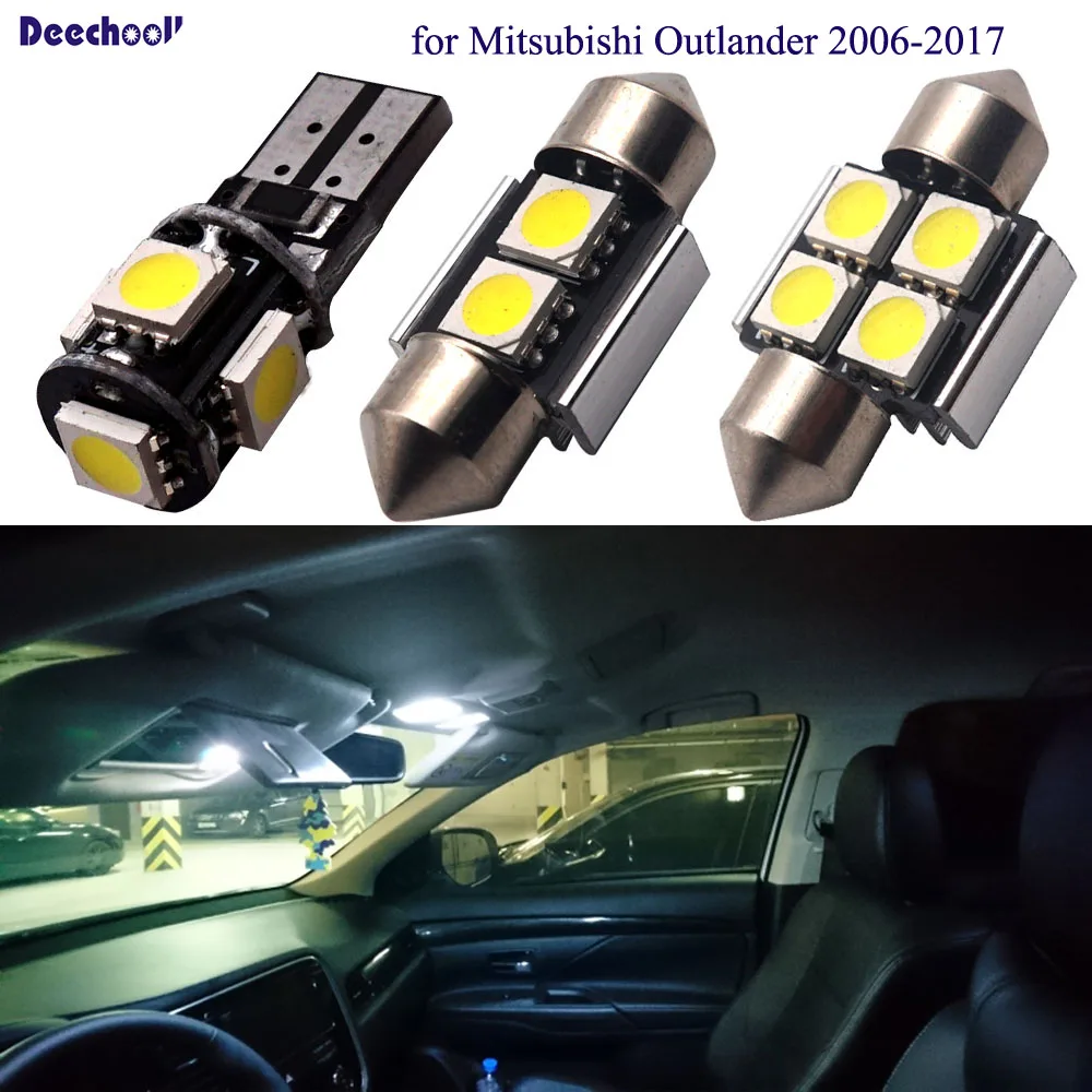 

deechooll 13 x LED Lamp Car Bulbs for Mitsubishi Outlander 2006-2017, Auto Interior Light for Dome Parking License Plate Lights