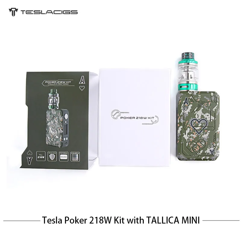 Электронные сигареты Tesla Poker 218 TC Vape Kit Teslacigs Dual Battery 7-218W электронные с мини-баком