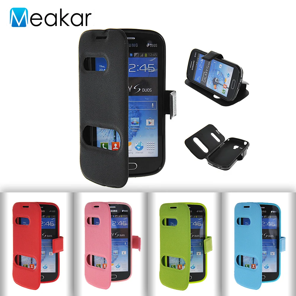 Чехол из искусственной кожи с двойным окном 4 0 дюйма для Samsung Galaxy Trend Plus S7580 чехол S