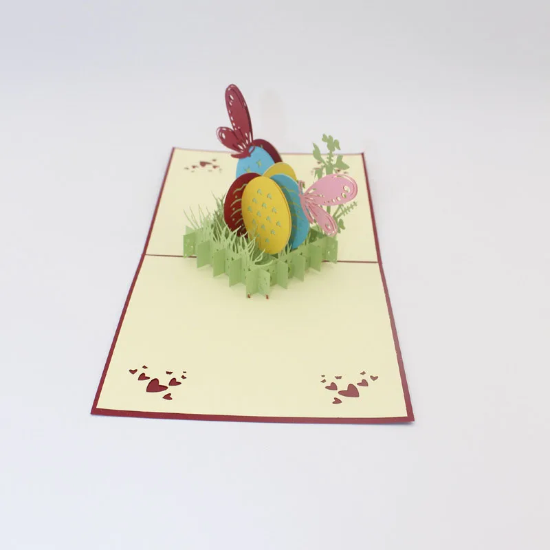 3D лазерная резка резная Радужная Бабочка пасхальные яйца бумажные приглашения