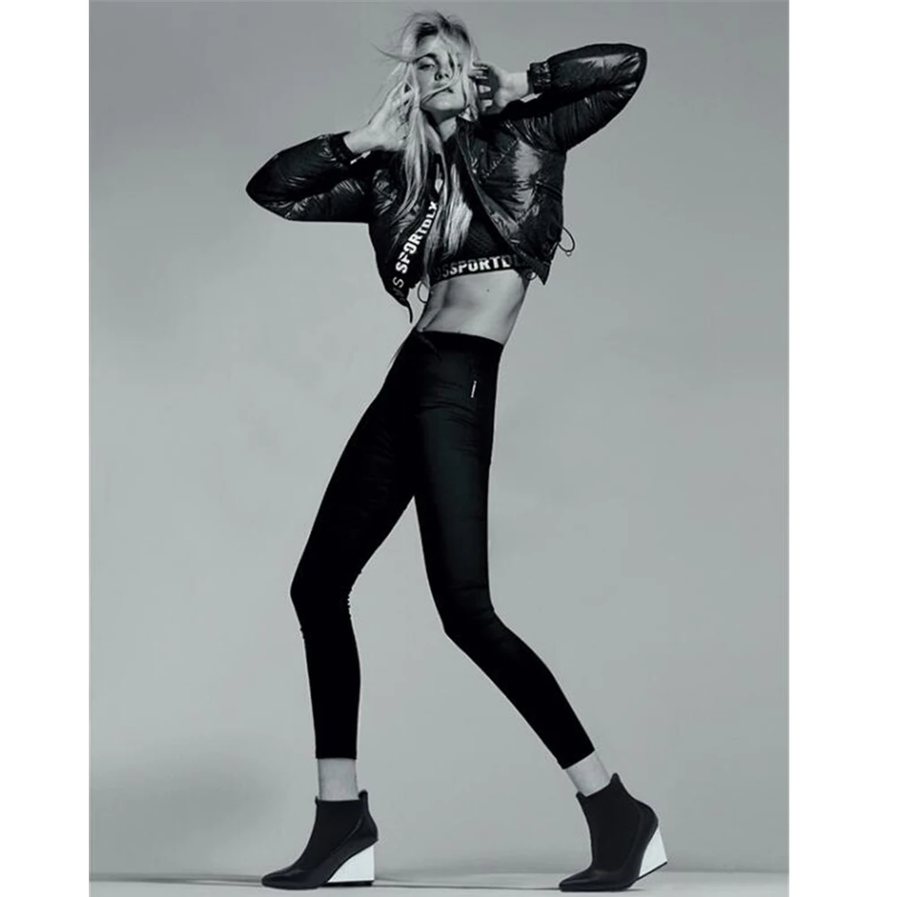 Женские осенние ботильоны на танкетке обувь из натуральной кожи высоком каблуке