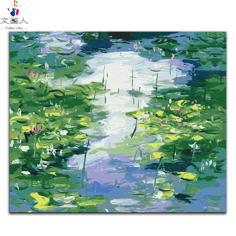 4103 water lily 1 Водяные лилии картины по номерам Клода Мона цифровая Краска Рисование раскраска живопись по номерам с комплектами посылка - Цвет: 4103 water lily 1