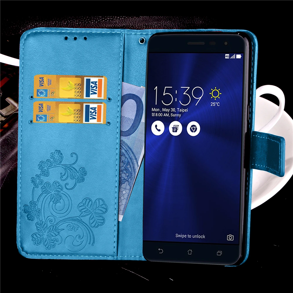 Роскошный кожаный чехол-книжка ZenFone3 для Asus ZenFone 3 Lite ZE520KL Z017D Z017DA Z017DB ZE ZE520 520 520KL KL чехол
