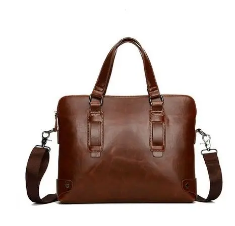 Brown Модный винтажный роскошный мужской портфель на плечо сумка Курьерская сумка, портфель мужская повседневная сумка Bolsa YZ560-C - Color: Brown
