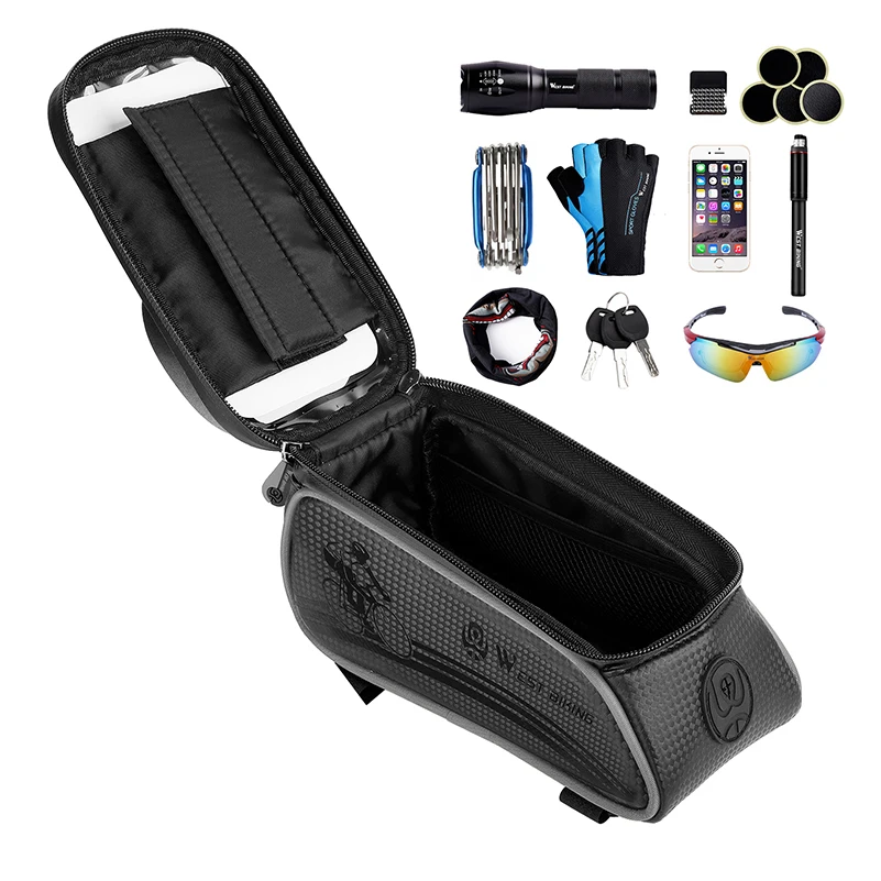 west biking waterproof cycling bags handlebar mtb bicycle panniers front frame touch screen mobile phone accessories bike basket free global shipping