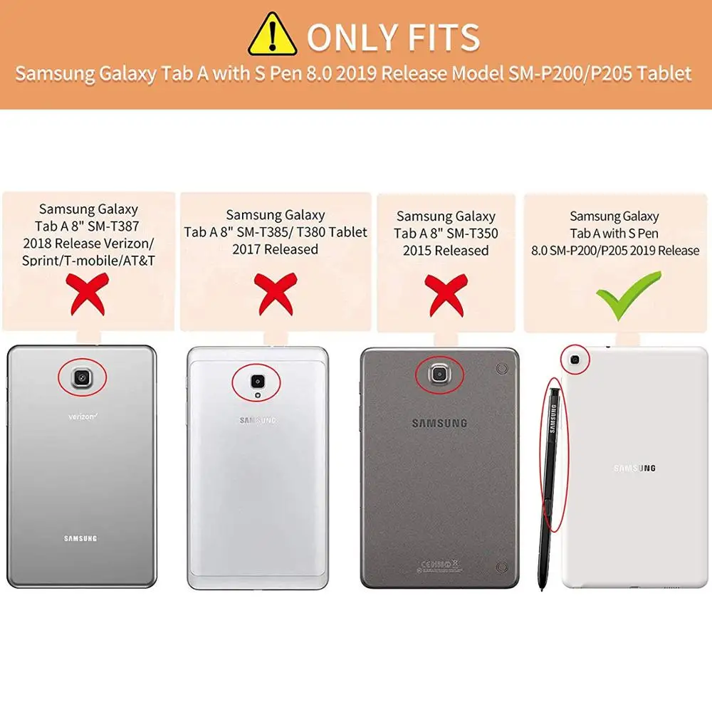 Чехол для Samsung Galaxy Tab A 8 0 P200 P205 S Pen SM тонкий кожаный чехол подставка 2019|Чехлы
