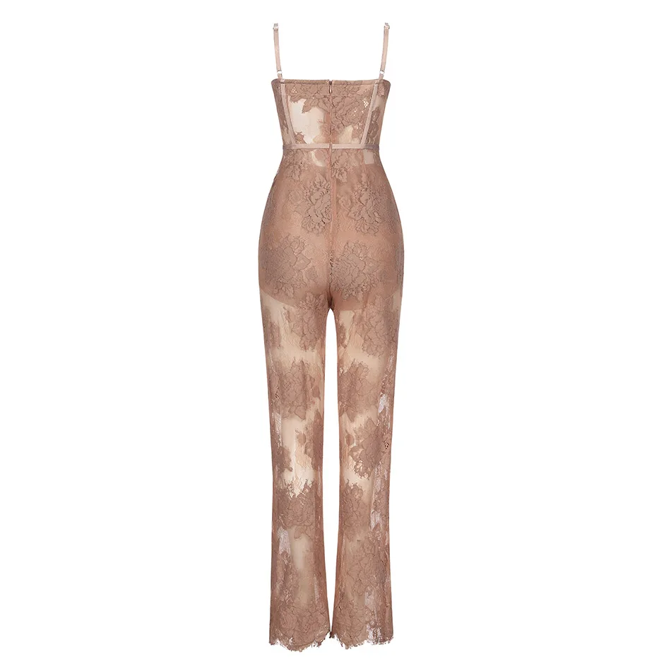 

Seamyla Sleeveless Bandage Jumpsuits 2021 Summer New Women Lace Bodycon Jumpsuit Sexy Skinny Club Celebrity Party Long Bodysuit