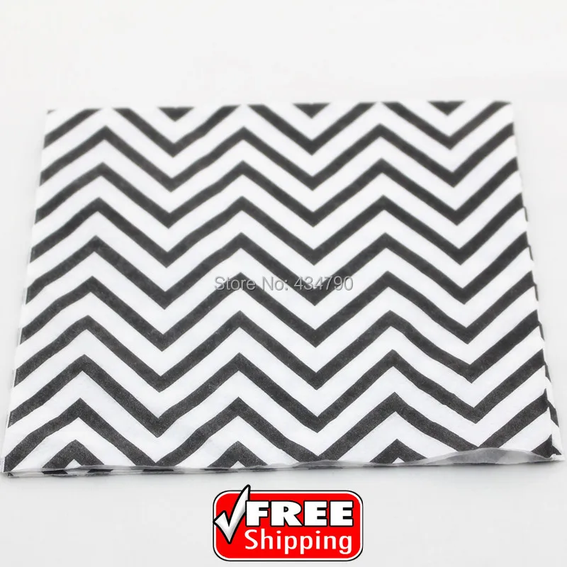 

60pcs Black Chevron Zig Zag Printed Paper Napkins,Halloween Disposable Party Supplies,Decorations,Tableware-Choose Your Colors