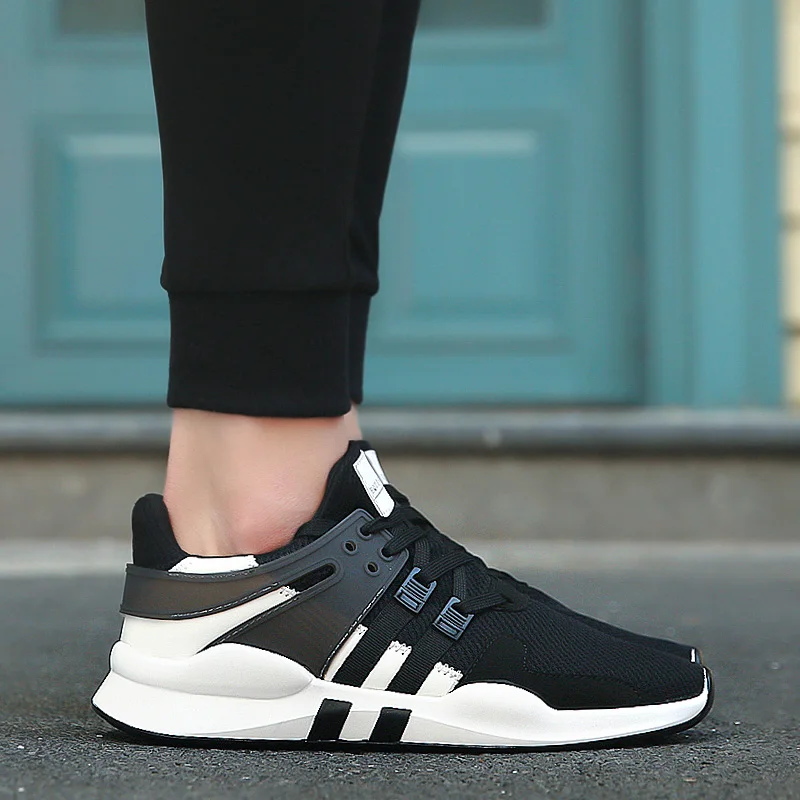 Black White Мужская обувь; коллекция года; Летняя обувь; кроссовки; Zapatillas Deportivas Hombre; дышащая повседневная обувь; Sapato Masculino Krasovki - Цвет: Black White