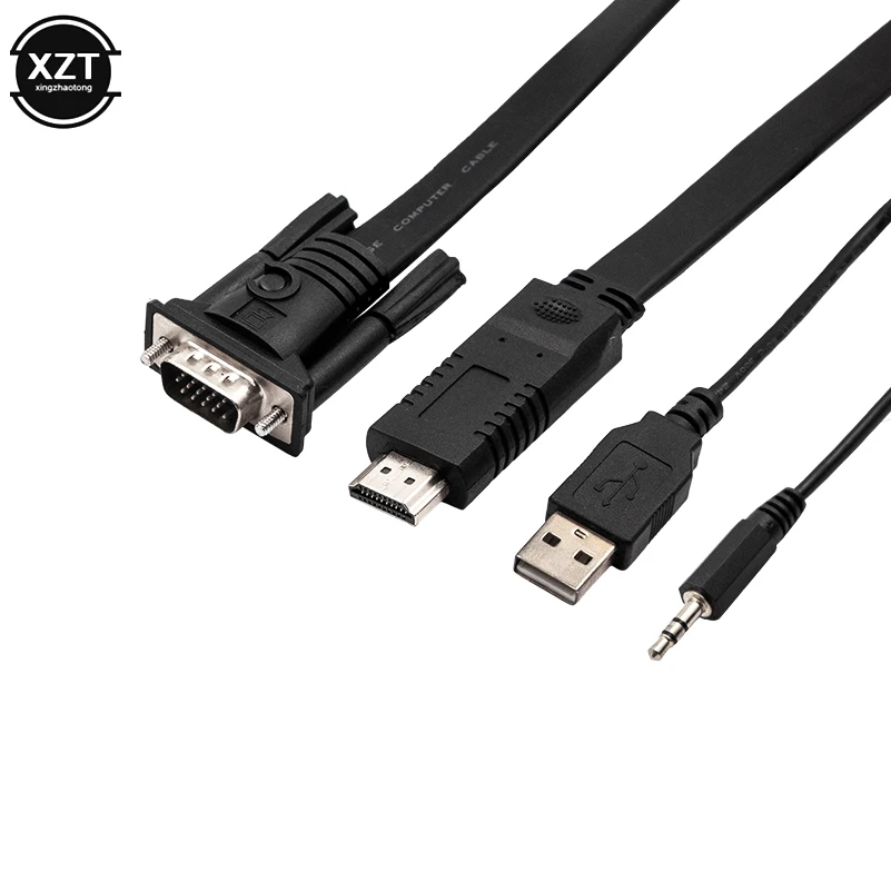 Новый HDMI в VGA конвертер кабель с 3 5 мм аудио адаптер питанием 1080P для Xbox 360 PS3
