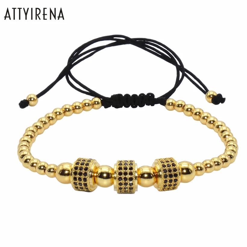 Мужские браслеты Макраме ATTYIRENA круглые с пробкой золотого цвета бусинами