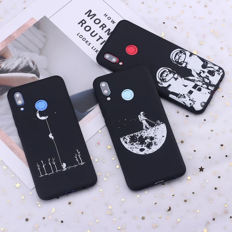Силиконовый чехол для Huawei Honor Mate 10 20 Nova P20 P30 P40 P Smart Space Moon астронавт звезды