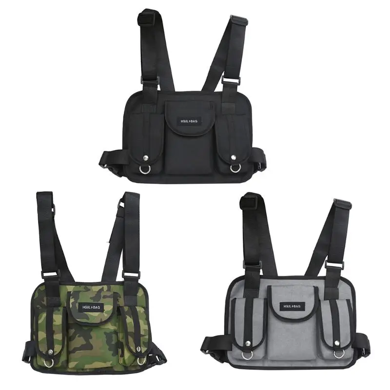 

1Pc Men Tactical Chest Rig Waist Bag Hip Hop Street Wear Shoulder Bag School Backpack