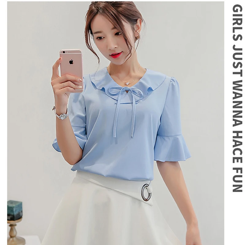 Женские шифоновые блузки рубашки Харадзюку женские топы блузы Femininas модная