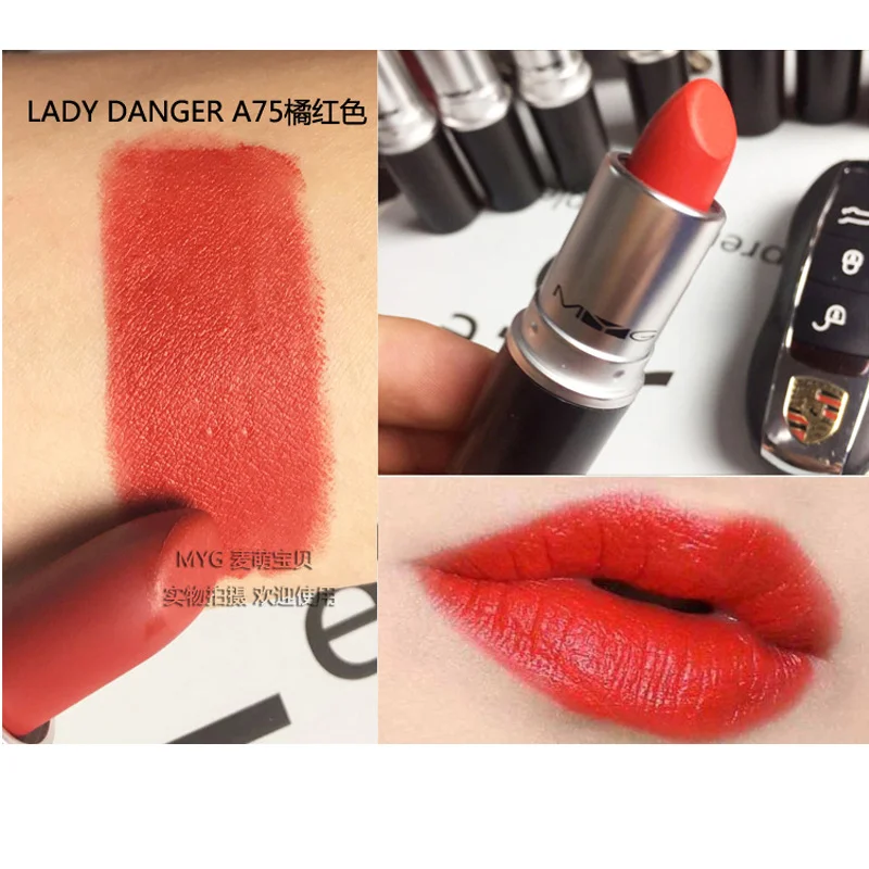 A75 LADY DANGER MYG матовая губная помада телесного цвета, финишная Увлажняющая губная помада, русская красная леди жук, Rubby Woo Sin Diva - Цвет: A75 LADY DANGER