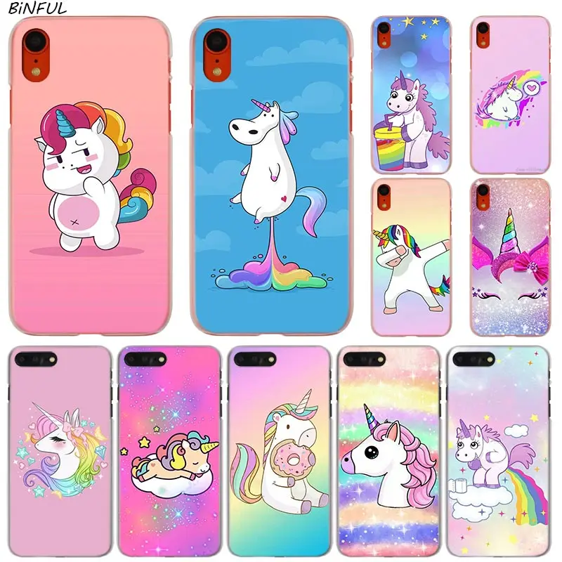 Яркий модный прозрачный жесткий чехол для телефона с единорогом iPhone X XS Max XR 8 7 6 6s