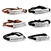 zhijia be yourown hero she believed she could so she did bracelets simple round bangles leather strap letter bracelet