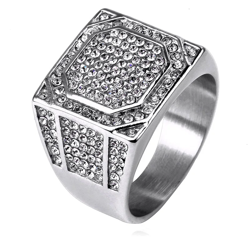 Кольцо в стиле хип-хоп нержавеющая сталь Iced Out Micro Pave CZ кубический цирконий