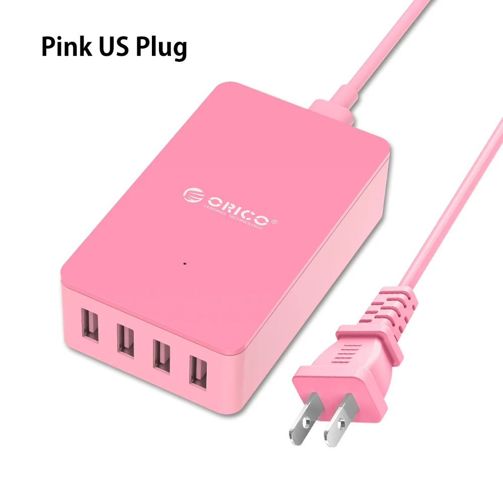 ORICO 4 Порты и разъёмы USB Зарядное устройство Адаптер 5В 2.4A 15 Вт быстрой зарядки для iPhone samsung Xiaomi - Тип штекера: Pink US