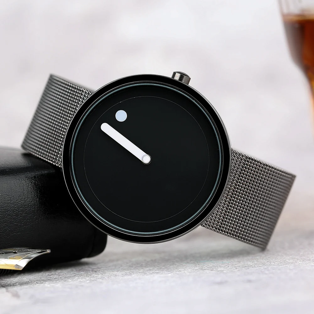 

Special Design Unisex Couple Watch Mesh Stainless Steel Men Wrist Watches Fashion Dots Pointer Stylish Student Male Clock Hour