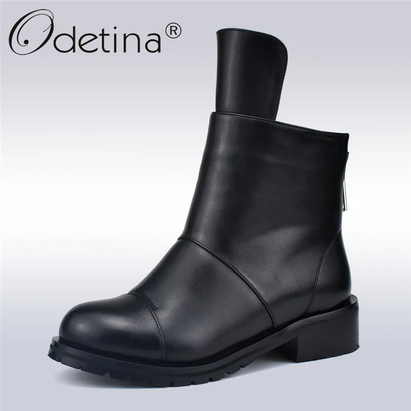 Odetina Новая Мода Осень Зима Дамы Лаконичные Ботильоны Женщины Толстые Плюшевые