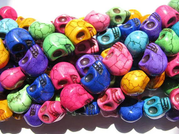 

FREE SHIP--wholesale 10strands 10x12mm turquoise gemstone skeleton skull black jet multicolor assortment jewelry beads 8x10mm