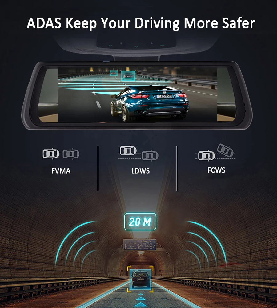 Специальное Автомобильное зеркало заднего вида DVR камера gps навигация Bluetooth wifi ADAS Автомобильная помощь двойной объектив видеорегистратор