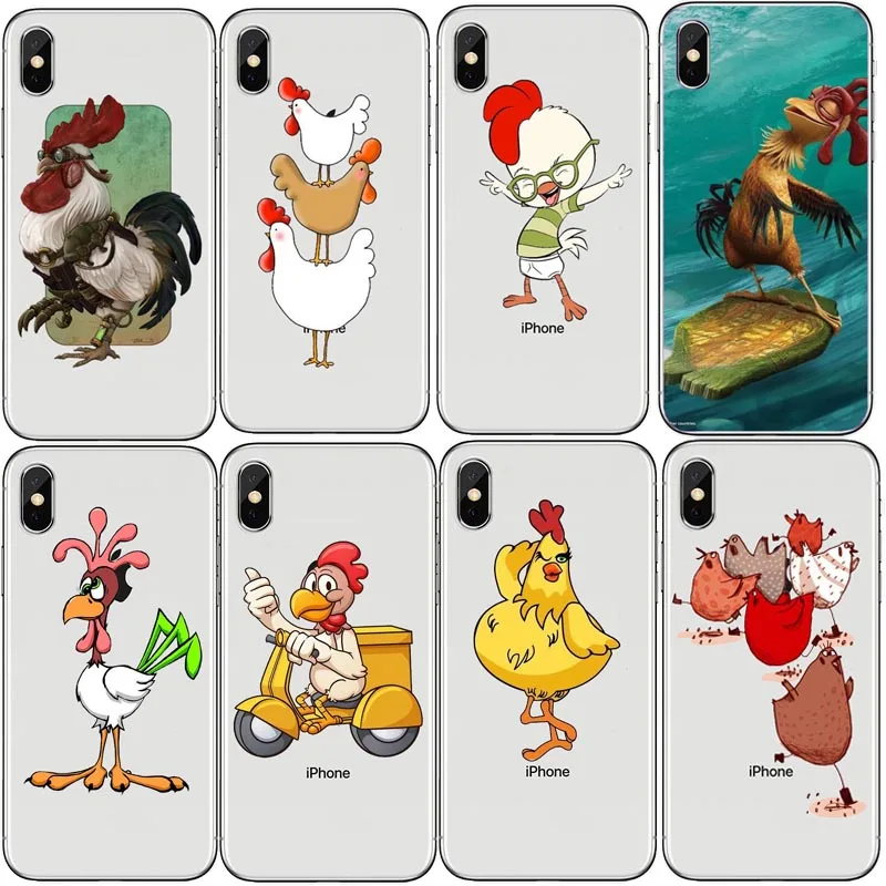Смарт-курицы из мультика Мягкий ТПУ силиконовый чехол для iphone 6 S 8 Plus X 10 4S 5C XS Max 5s SE