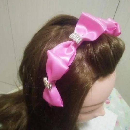 

Free Shipping 50pcs/lot Pretty Ribbon Bow with 1cm Ribbon Wrapped ABS Headband