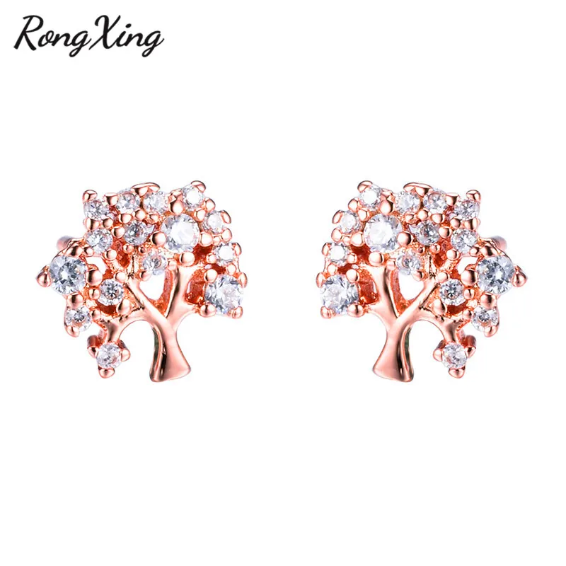 Серьги RongXing Lovely Life гвоздики дерево серебряного цвета/золотого/розового золота