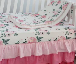 Crib Sheet Розовые детские плюшевые одеяла с цветочным рисунком и оборками; цвет воды; розовая детская юбка для детской кроватки с цветочным рисунком; комплект детской кроватки для маленьких девочек; детская кроватка(комплект из 3 предметов - Цвет: Crib Sheet