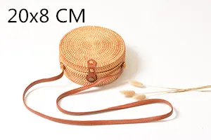 Circle Leather 20x8c Пляжные сумки из ротанга, новинка, летние соломенные сумки, сумочки ручной работы, женские сумки через плечо, тканые сумки в стиле бохо - Цвет: Circle Leather 20x8c