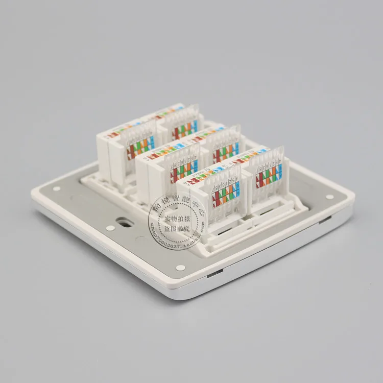 Настенная панель цвета шампань 6 портов RJ45 Cat5e|Компьютерные кабели и разъемы| |