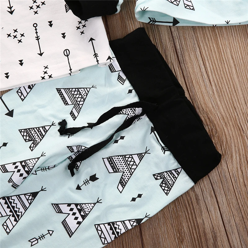 0-18M Newborn Infant Baby Boys Girls Clothes Long Sleeve Arrow Tops Harem Pants Hat 3PCS Outfits k Clothing Set 2017 Autumn | Детская