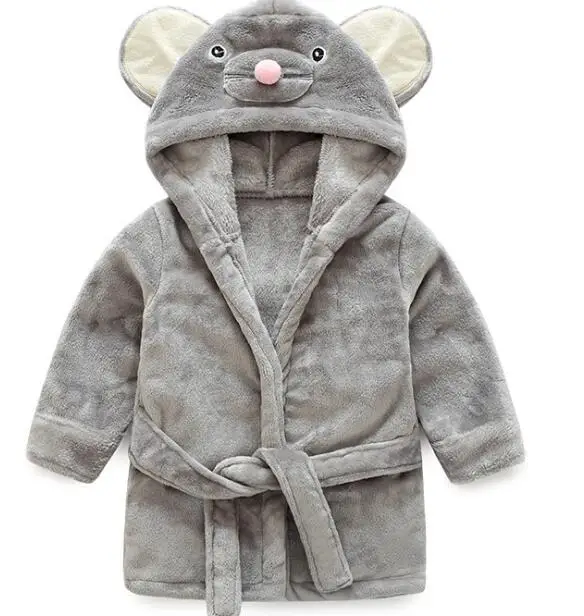 grey Детские пижамы; теплый удобный фланелевый Халат; Детские Банные халаты с милой пандой; банный халат; пижамы для мальчиков; домашняя одежда для сна для девочек - Цвет: grey