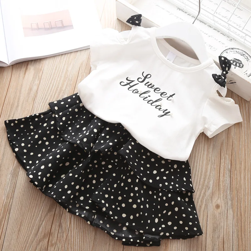 Комплект одежды для маленьких девочек лето 2019 г. костюм футболка с юбкой-пачкой