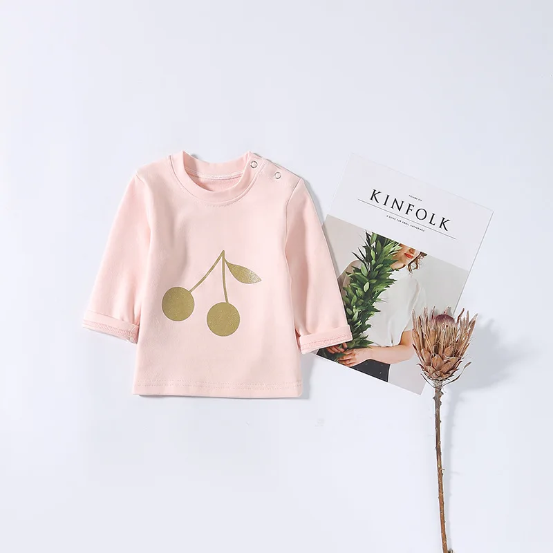 Pink Yintao Футболка для девочек весенне-осенняя одежда для малышей хлопковая футболка шарф с принтом для мальчиков и девочек, футболка Топы для новорожденных, Одежда для младенцев - Color: Pink Yintao