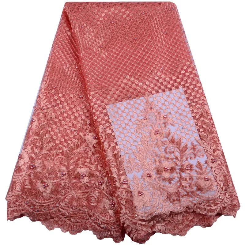 

Sky Blue African Lace fabric 2019 High Quality Nigerian Lace Fabrics Beads French Voile Lace Fabric For Every Dress/PartyA1518
