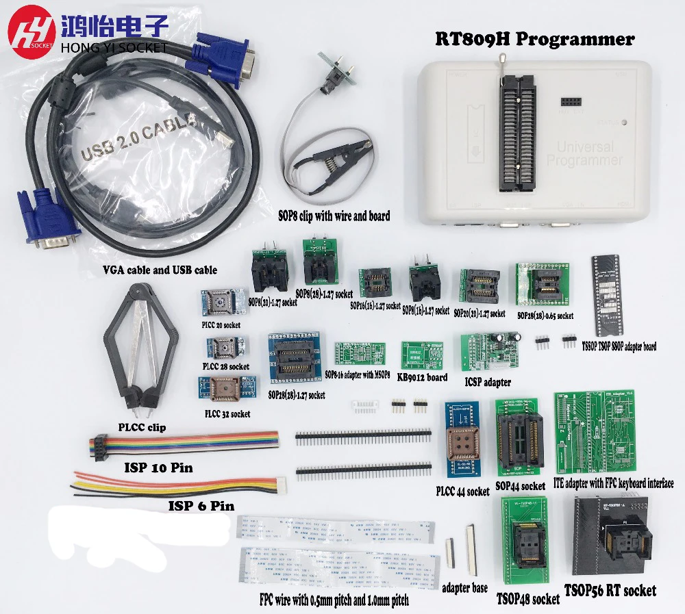 RT809H программист универсальное устройство для EEPROM 93CXX/25CXX/24CXX BGA24 TSOP48 TSOP56 и много чипов записи и чтения