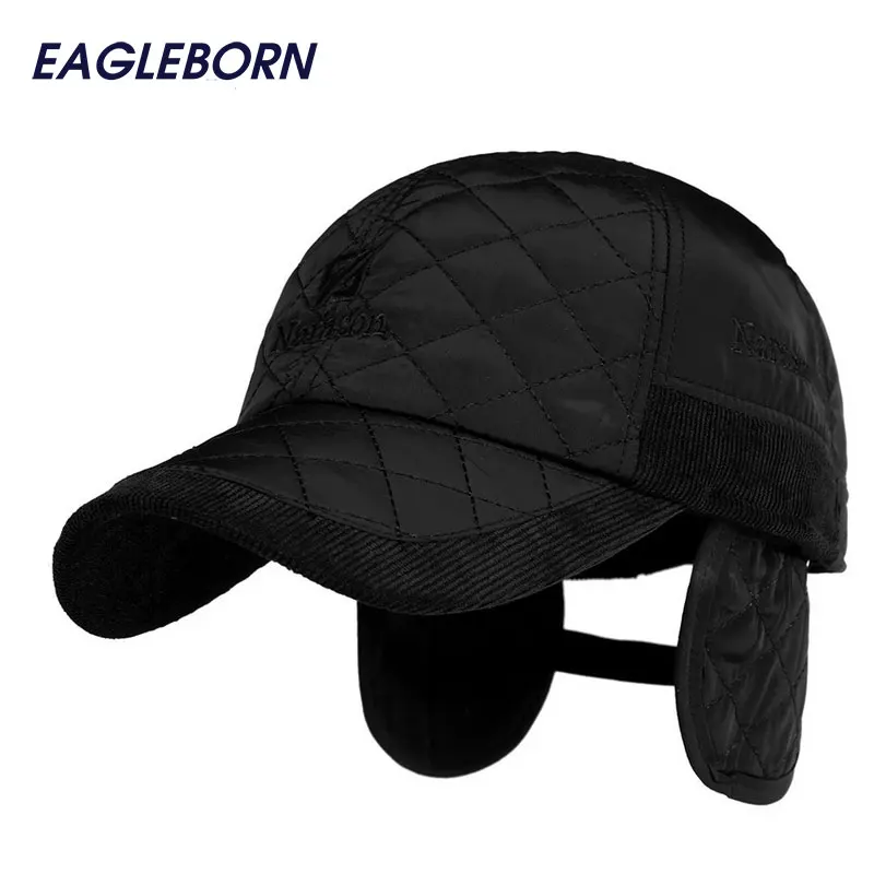 EAGLEBORN Мужская зимняя бейсбольная кепка s Модная вязаная клетчатая хлопковая утолщенная Зимняя кепка шапки-ушанки Регулируемая Кепка