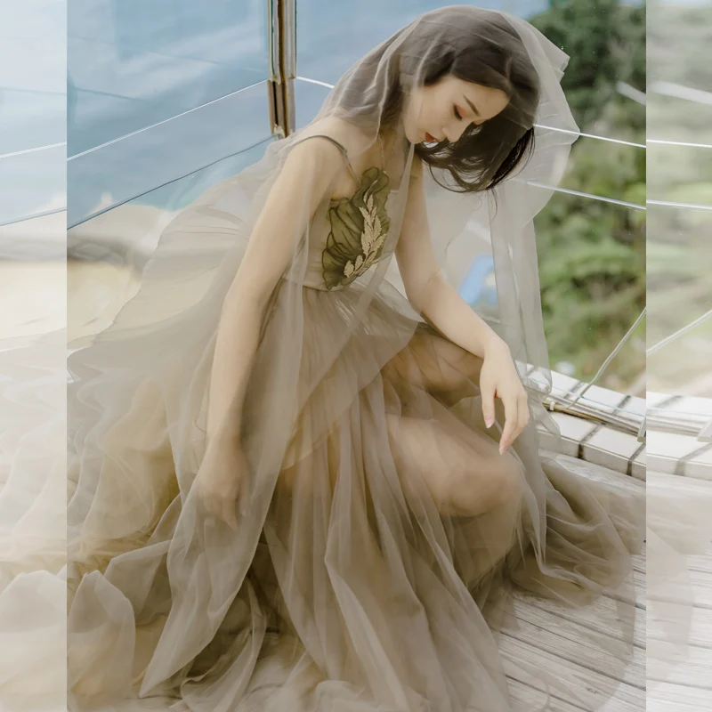 Женское платье с сеточкой на бретельках тюлем в Корейском стиле лето 2019|Женские