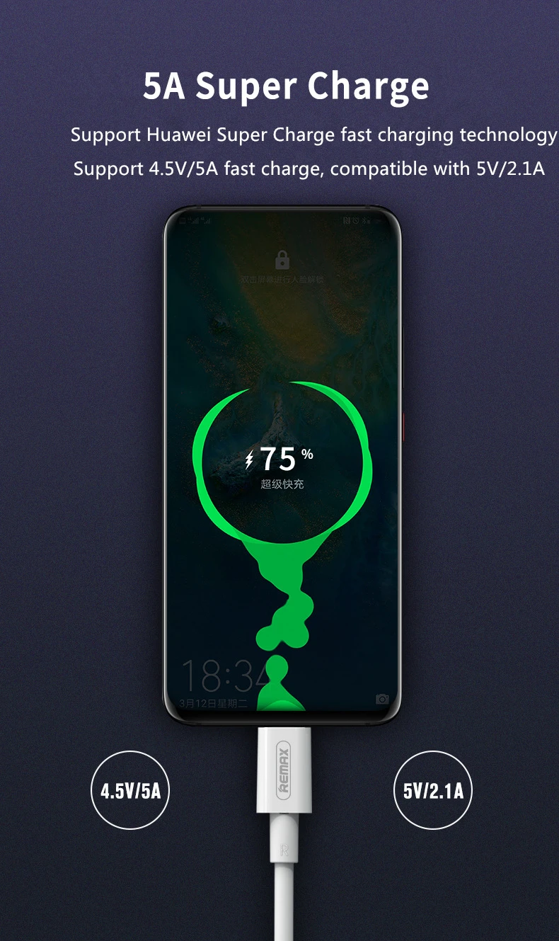 REMAX супер-Быстрый USB type C кабель для передачи данных 5А кабель для быстрой зарядки для Xiao mi Red mi Note 7 mi 8 lite mi band 3 mi 9 a2 note 6 pro 6a
