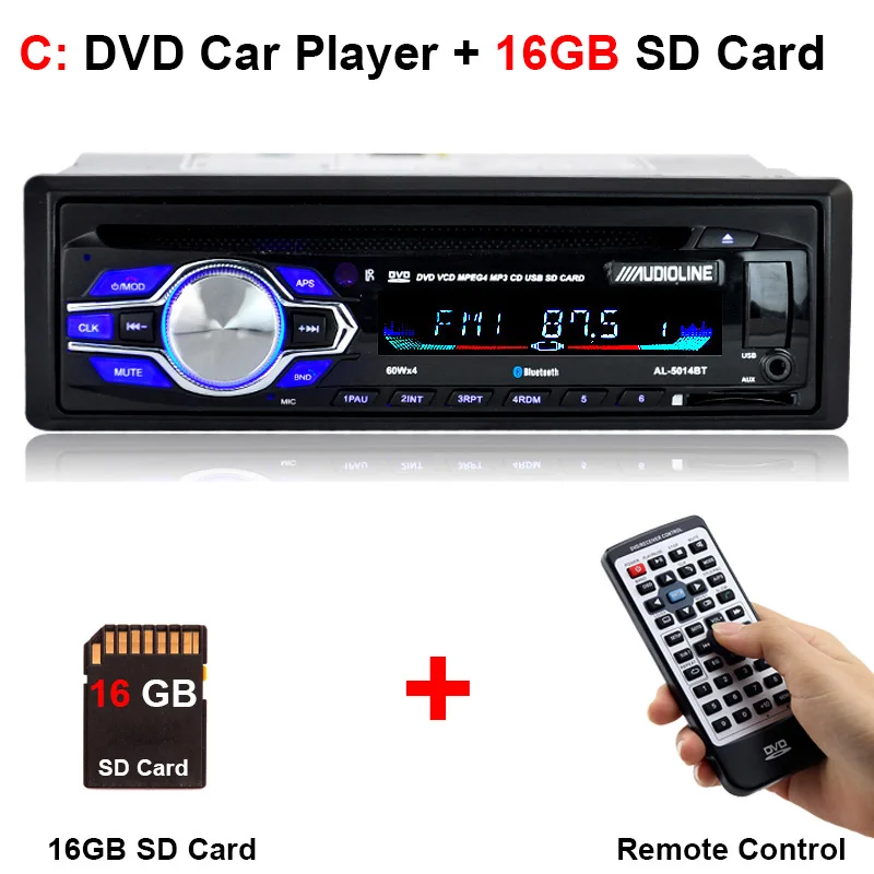 C-Car DVD Player 16G Радио автомобильный dvd-плеер Automotivo 1 Din 12 в Bluetooth Авторадио аудио авто стерео USB AUX DVD VCD CD MP3 SD карты радио Para Carro - Цвет: C-Car DVD Player 16G