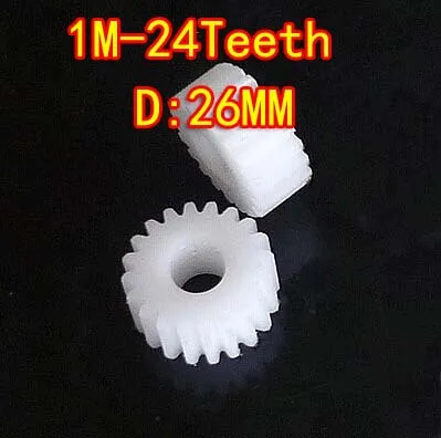 

D:26MM 1M-24T tooth plastic POM flat straight spur gear transmission DIY.--Hole D:5MM