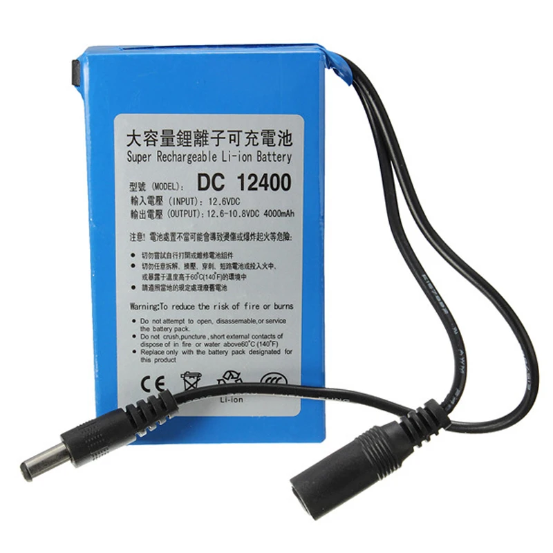 Cncool DC 12 V 4000 MAH перезаряжаемая портативная литий-ионная батарея mAh DC12400 с